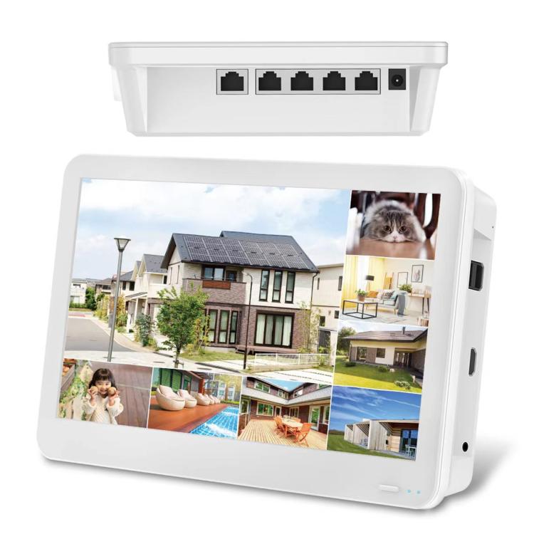 4CH 4K 8MP POE NVR With 11.6-Inch Monitor H.265 Network Video Recorder For Security Camera System(US Plug)