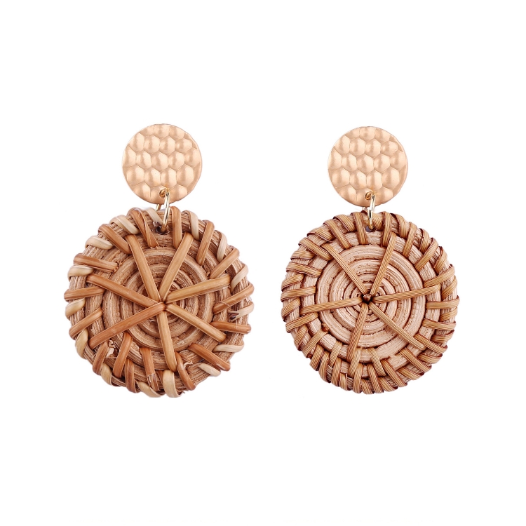 E2002 E2002-6 Knock Pattern Deep Cake Bamboo Vine Handmade Woven Earrings ...