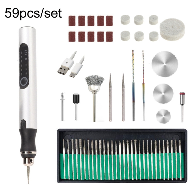 E108 59pcs/set Wireless Portable USB Rechargeable Mini Electric Drill ...
