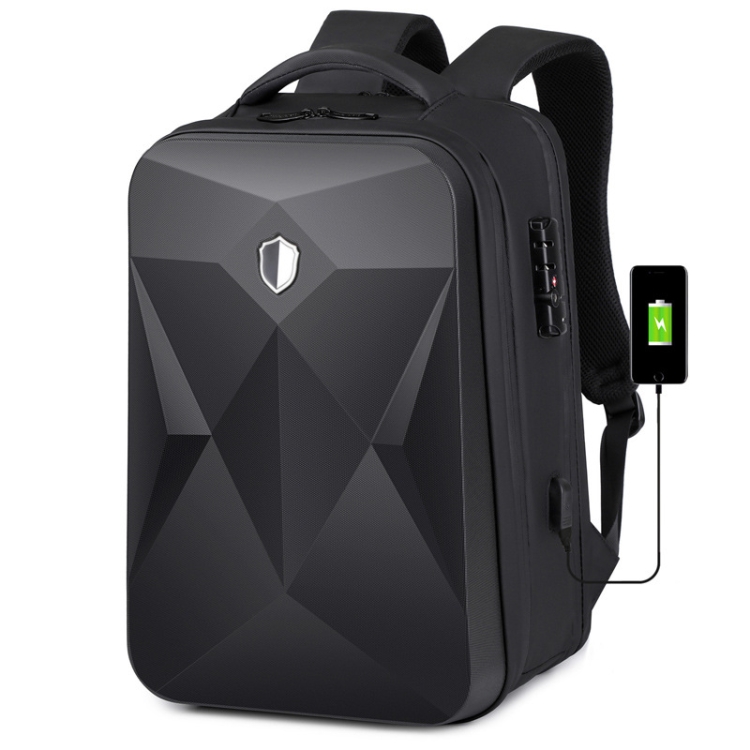 17 inch Password Lock Large Capacity Waterproof Laptop Backpack with USB  Port(Black)
