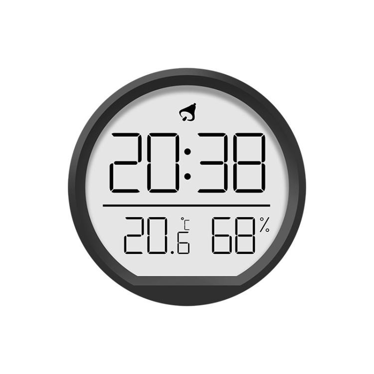 Slim Magnetic Thermometer And Hygrometer Clock Home Wall-Mounted Electronic Clock in Black