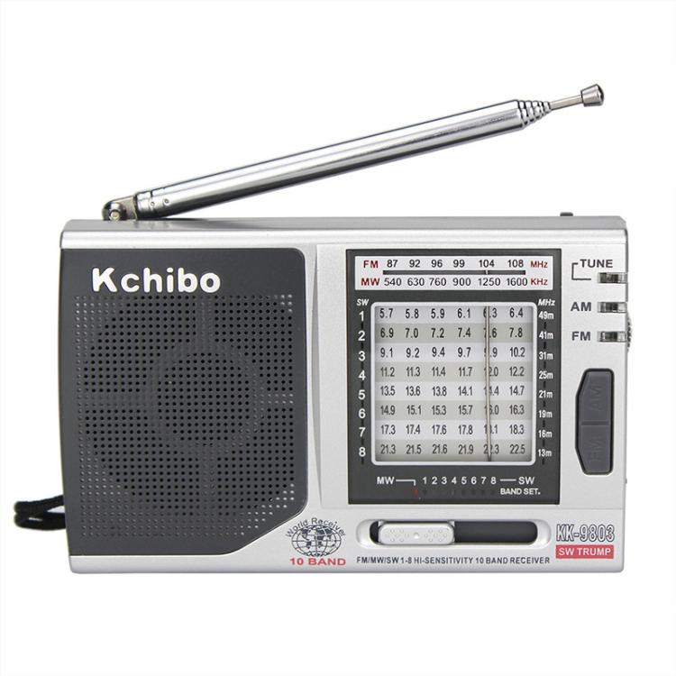 Kchibo 10-Band AM/FM/SW Portable Radio with High-Fidelity Speaker Compact Mini Multi-Band Receiver(Silver)