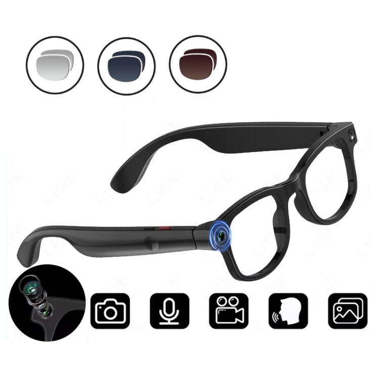 AIMB-G1 Smart Glasses with 5MP Camera & Real-Time AI Translation 1080P  Stabilized Video, 3 Lens Kit(Black)