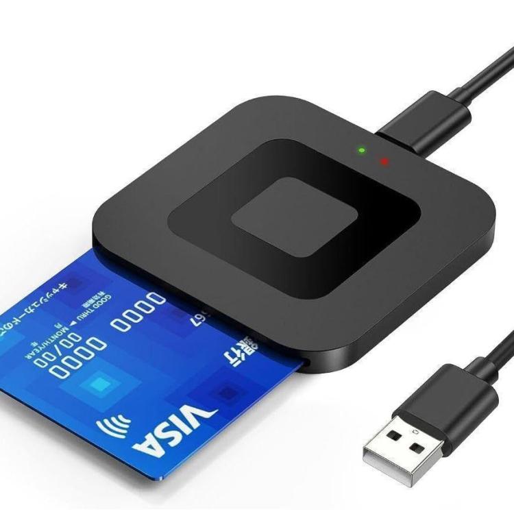 Square Smart Card Reader For Bank Cards Tax Filing Storage Cards, Interface: USB