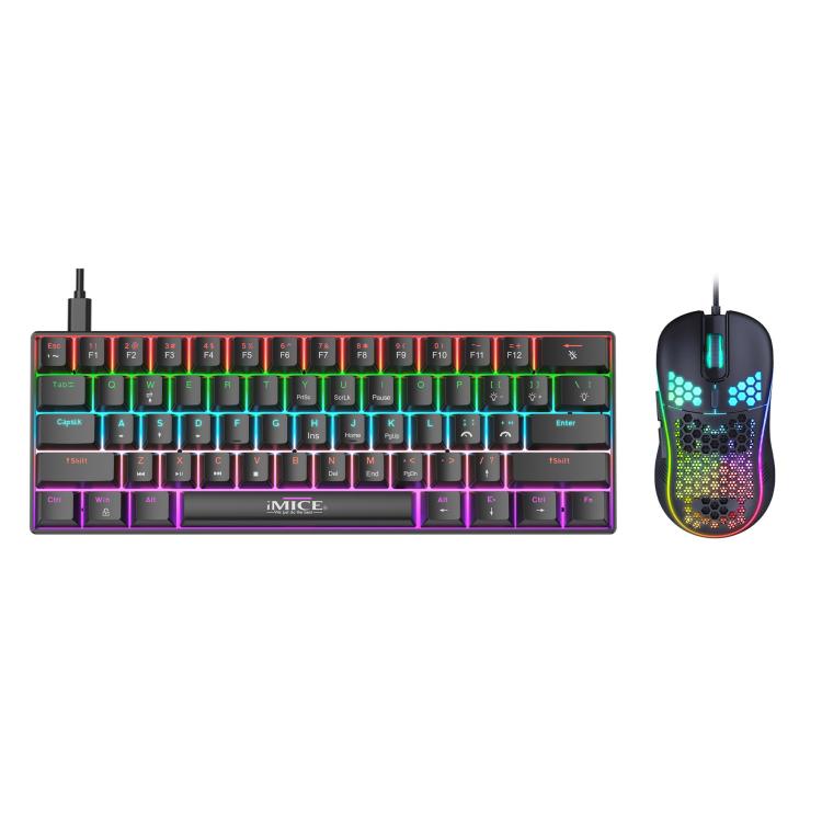 iMICE MK-X30 RGB Lighting Customizable 1.5m Wired Mechanical Gaming Keyboard Mouse Set(Black)