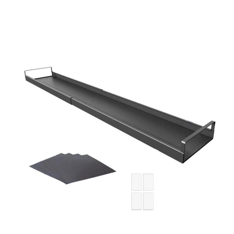 Telescopic Rear Stove Storage Shelf Magnetic Kitchen Seasoning Rack(Black)