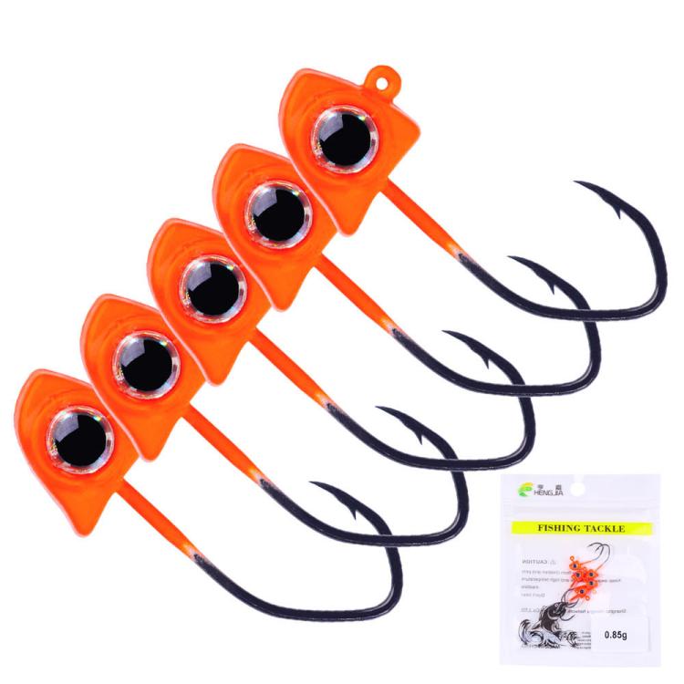 HENGJIA JI048 5pcs /Pack 0.85g Micro Triangle Jig Head Hook Root Fishing Lure Mini Ultra Small Hook(Orange)