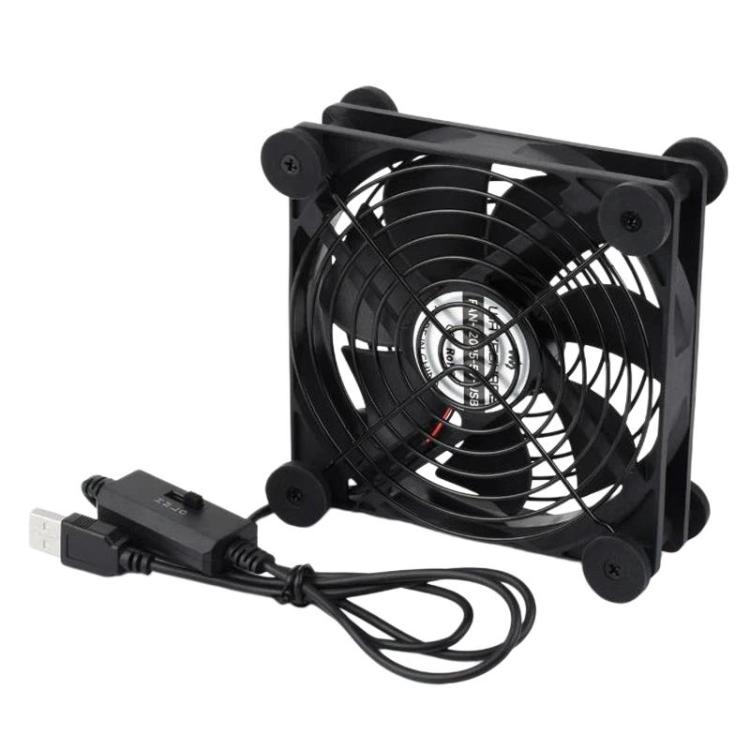 Waveshare 34398 USB 5V 120mm Quiet Cooling Fan, 3-Speed Adjustable, PWM Control, High Airflow, Anti-Vibration Design, Spec: Single