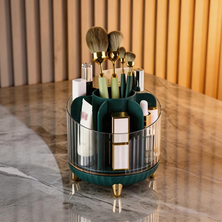 360-degree Rotating Makeup Organizer for Vanity Multi-Grid Spinning ...