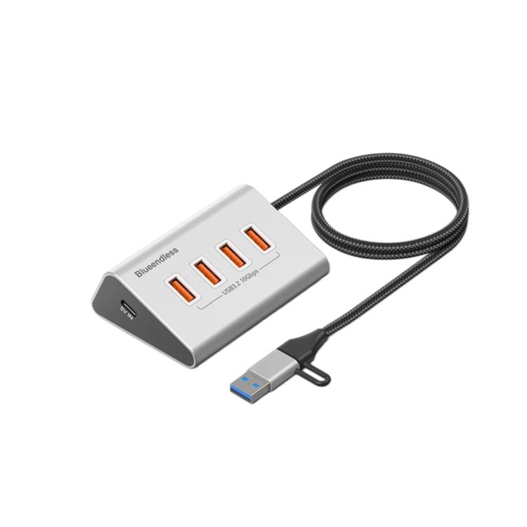 Blueendless TYPE-C Splitter 10Gbps Braided Cable Extension Hub, Interface: 4 Ports USB3.2 x 4+15W