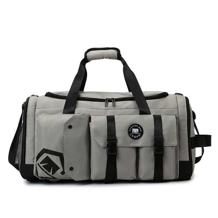 3-Way Convertible Sports Gym Bag With Shoe Compartment Water-Resistant Travel Duffle Backpack With Wet Pocket For Men Women(Grey)