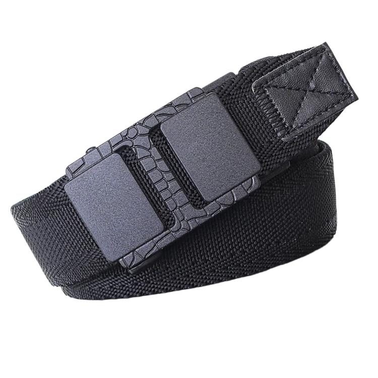Mens Elastic Braided Belt Stretch Woven Nylon Webbing Belt With Automatic Sliding Buckle, Length: 105cm(Black)