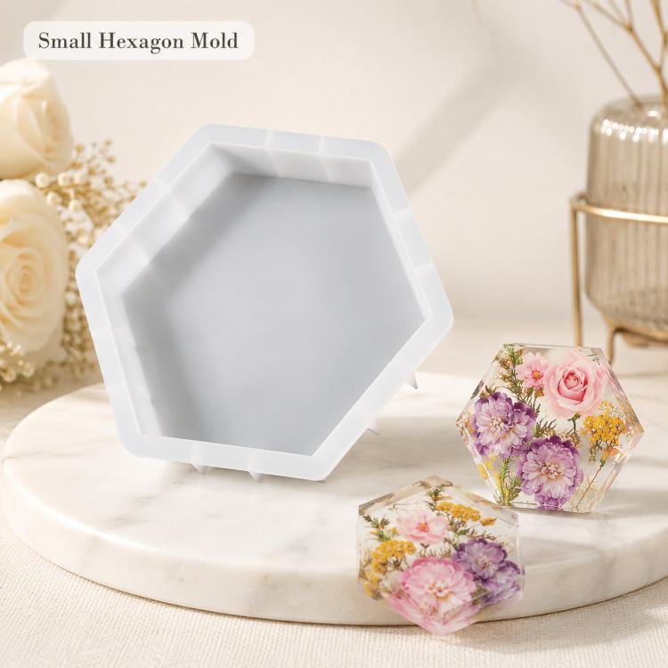 Hexagon Resin Mold Silicone Deep Epoxy Mold for Flower Preservation DIY Bookends Small