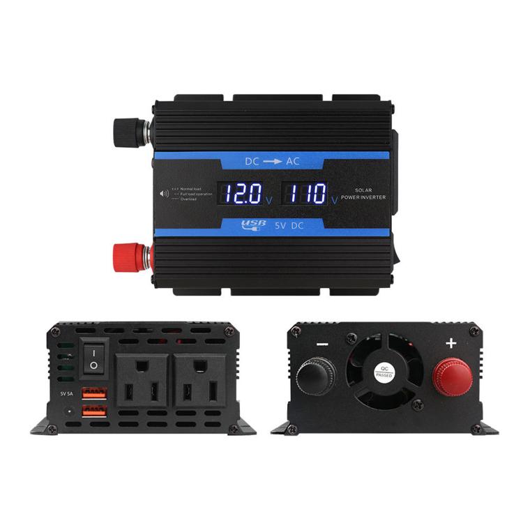 XUYUAN 12V To 110V Car-Modified Sine Wave Inverter 500W With Display Screen(Black)