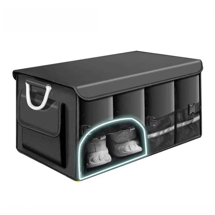 55L Car Trunk Storage Box Shoe Storage Essentials(With Shoes Storage Slot Black)