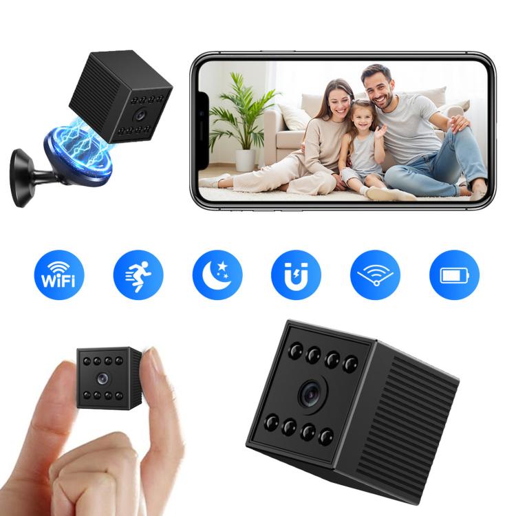 W10 Rechargeable Mini WiFi Camera Cordless 1080P Indoor Security Camera With Magnetic Base Night Vision(Black)