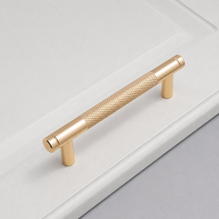 Knurled Cabinet Pulls Aluminum T Bar Drawer Handles Hardware For Wardrobe, Spec: 9040-96 Gold