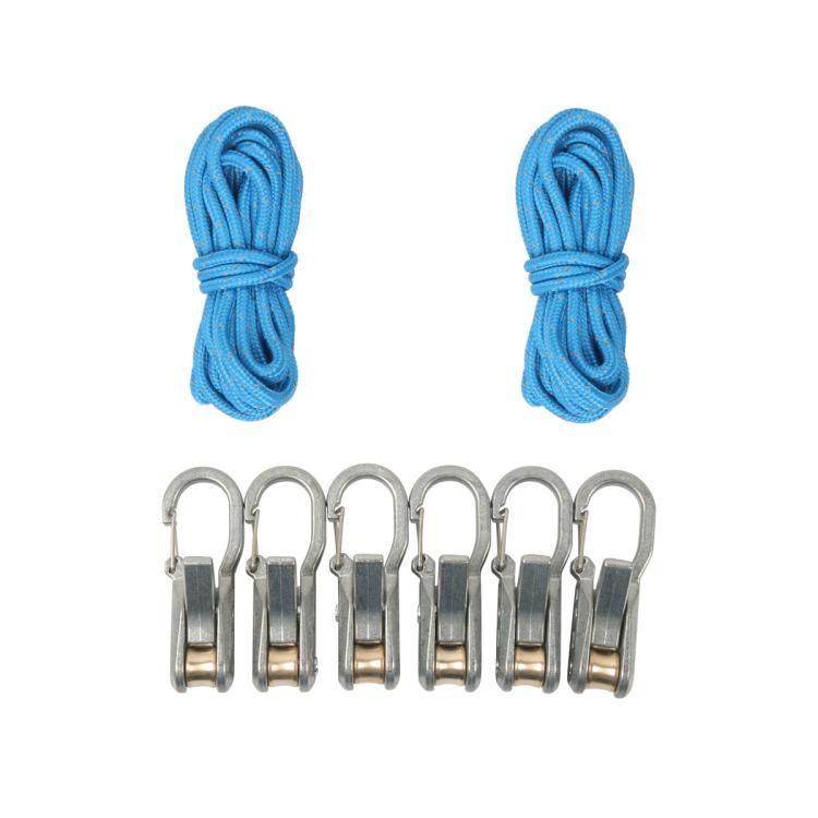 Retractable Paracord Tensioner Kit With Locking Carabiner Clips With 3m Nylon Cord For RV Camping, Tent 2 Ropes & 6 Hooks