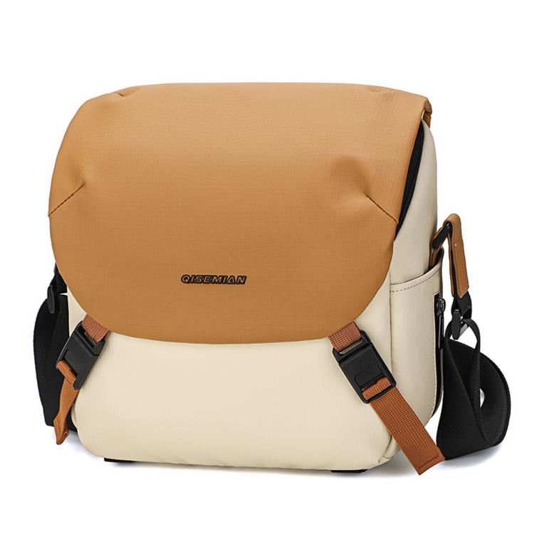 QISEMIAN XK0045 Camera Shoulder Bag Waterproof Canvas Crossbody Messenger Bag(Orange L)