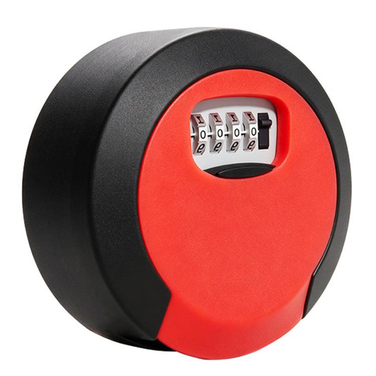 Oversized Circular Key Lock Box Waterproof 4 Digit Combination Security Storage Case(Red)