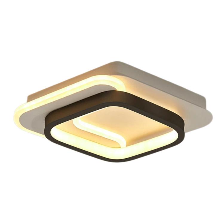 LED Flush-Mount Ceiling Light with Three-Color Dimming For Hallways and Entryways(Square Model A Black)