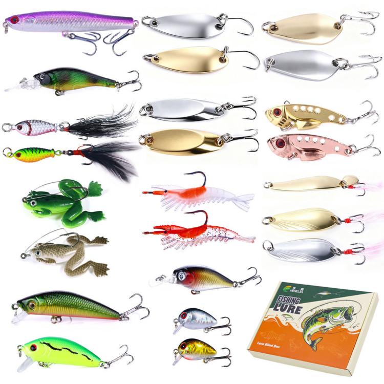 24 PCS/Box HENGJIA BOX109 Fishing Lures Set Multi-Type Hard Soft Baits Tackle Kit With Box(Standard Gift Box)