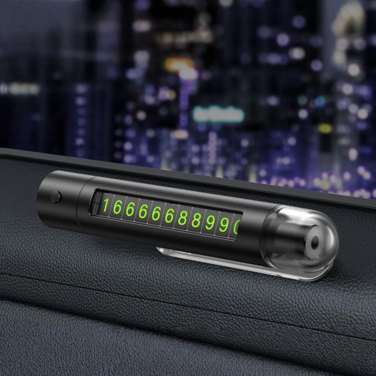 Multifunctional Car Safety Hammer and Parking Number Plate, Color: 4 in 1 Black