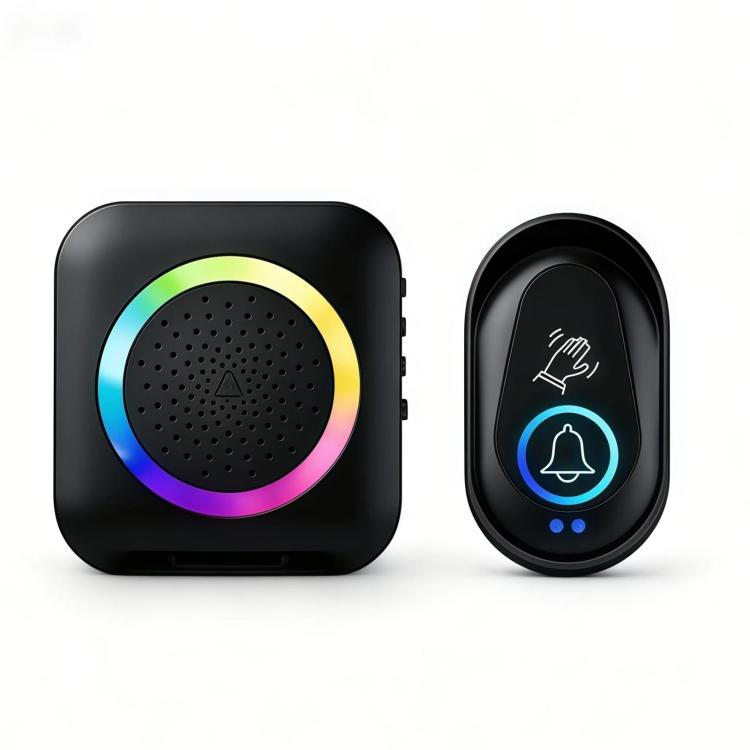 Wireless Doorbell With RGB Colorful Lights And Touch-Free Hand-Wave Sensor, Specification: US Plug