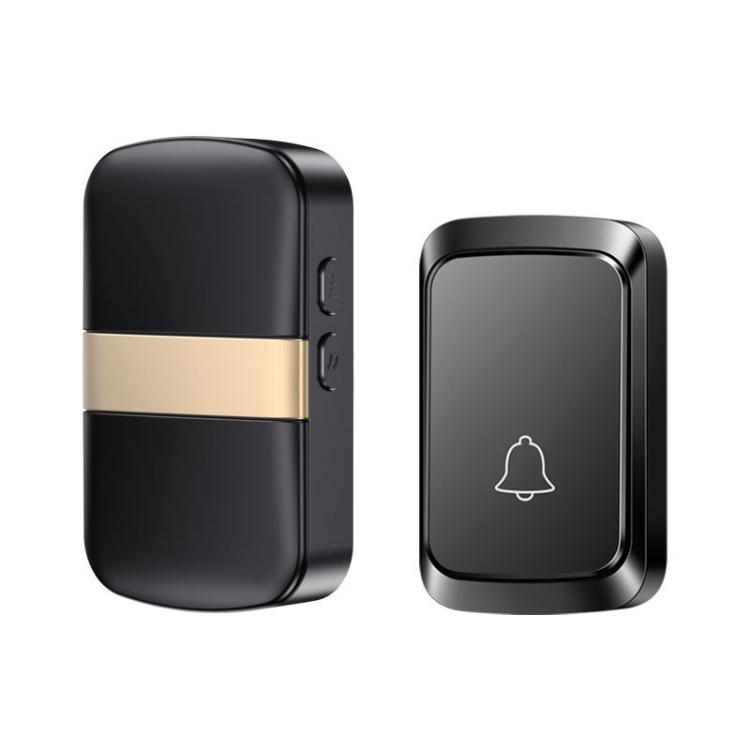 Wireless Doorbell Battery Operated Kit with Remote Receiver, Transmitter + Receiver(Black)