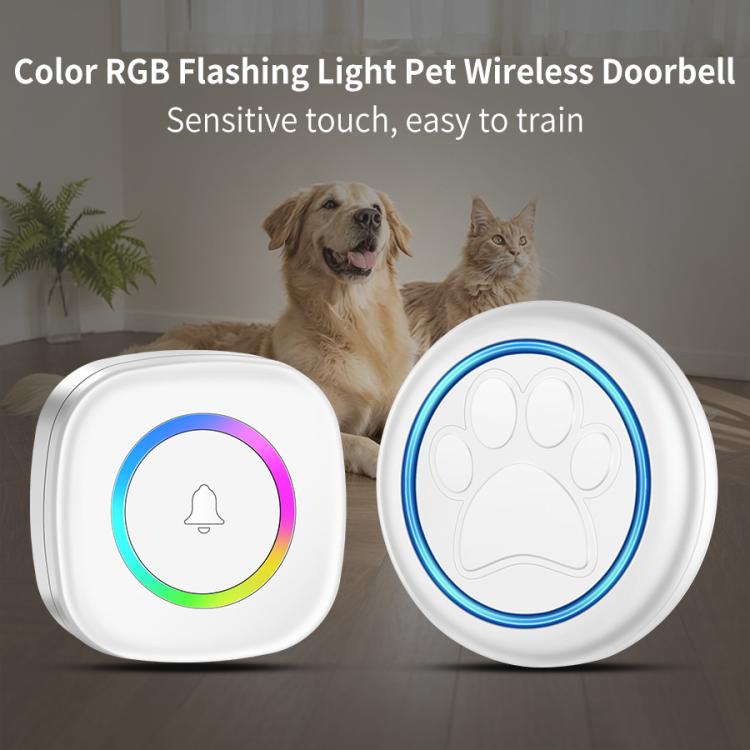 CACAZI A6 Wireless Dog Doorbell for Potty Training Touch Button Pet Bell with 60 Music Sounds, Spec: White US Plug