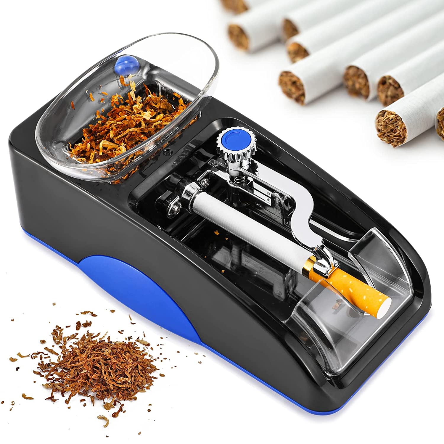 cigarette rollers electric Automatic Electric Cigarette Rolling Machine Cigarette Injector Maker,  Diameter: 6.5mm, Power Plug:EU Plug(Blue)