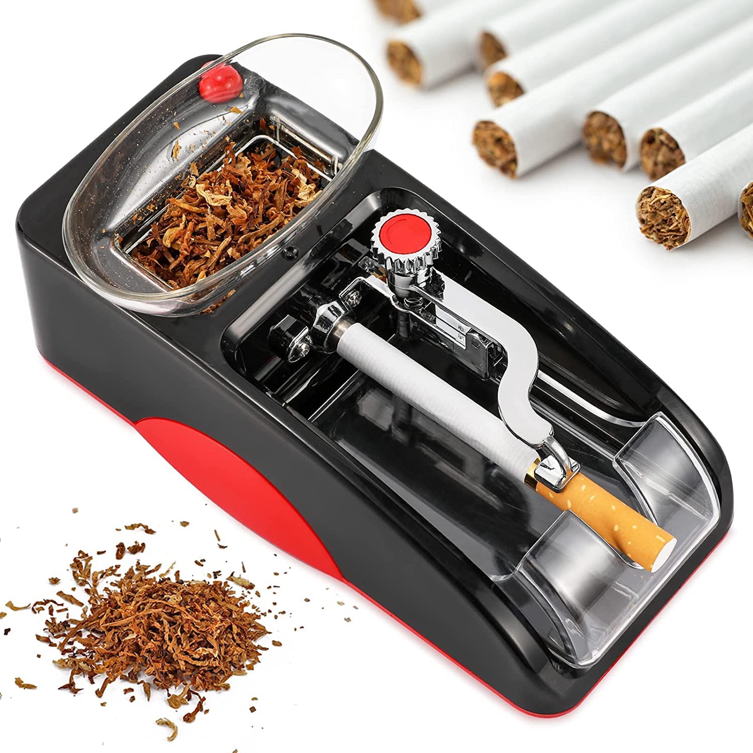 Automatic Electric Cigarette Rolling Machine Cigarette Injector Maker,  Diameter: 6.5mm, Power Plug:EU Plug(Red)