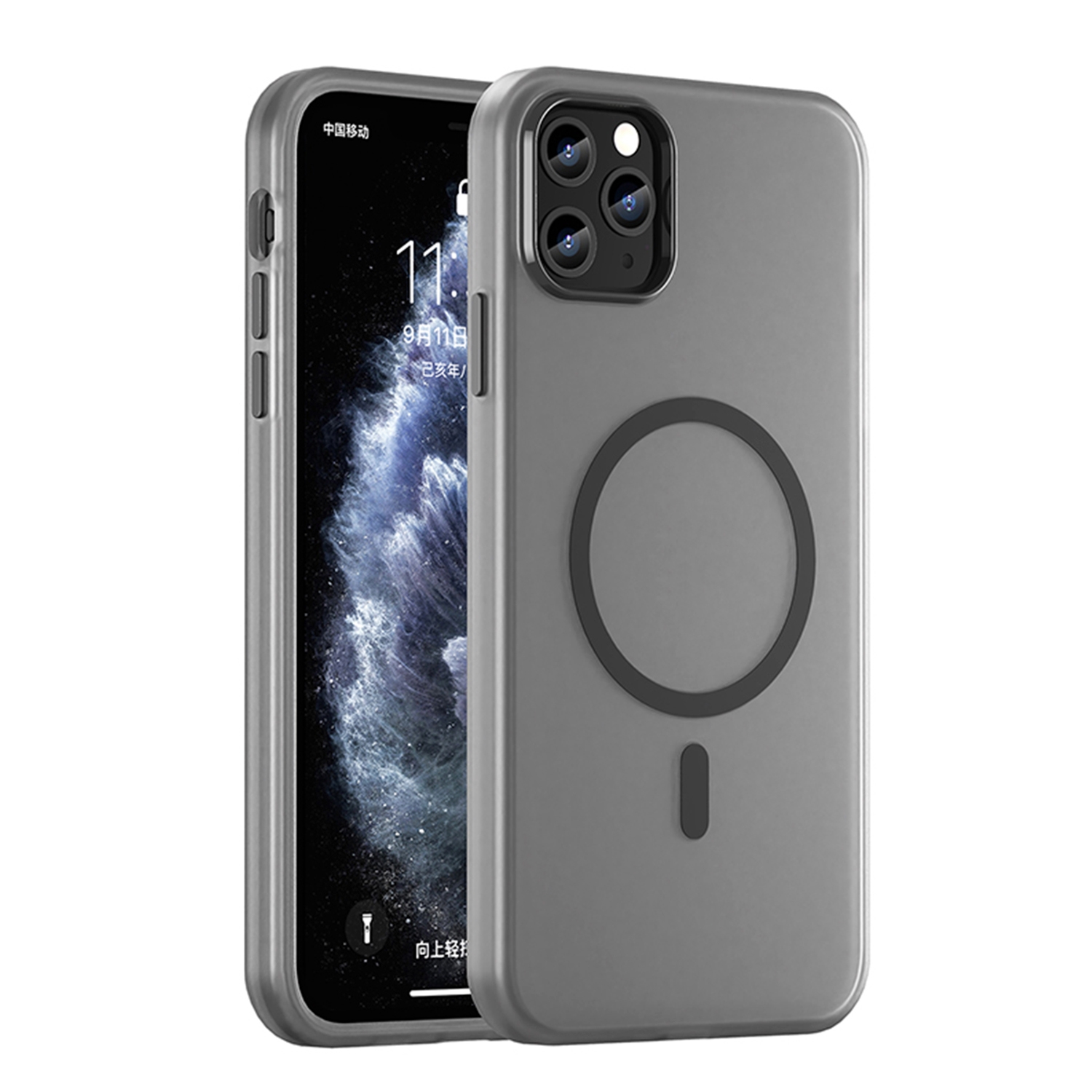 iPhone 11 Pro Max MagSafe対応 フロスト半透明TPU+PC フルカバー 