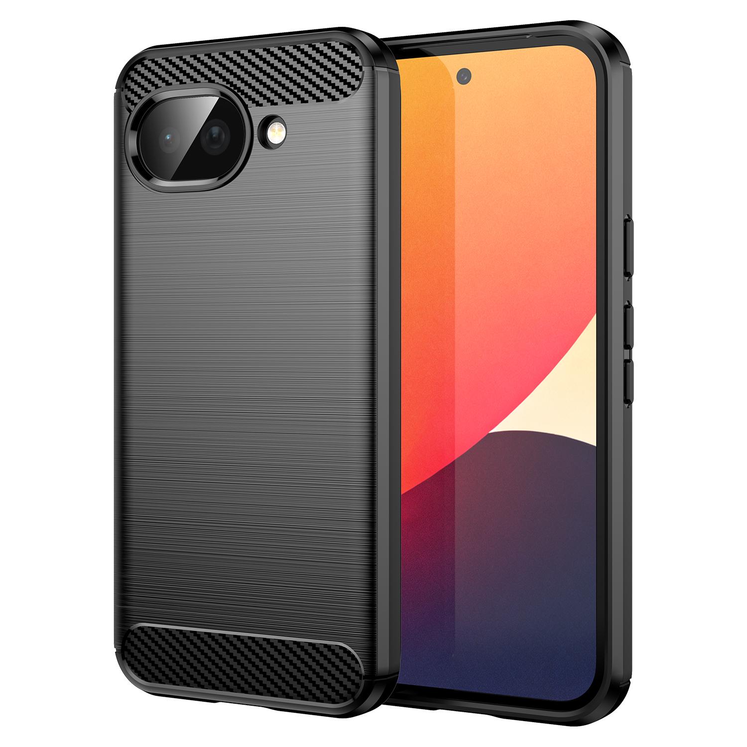 Google Pixel 10a用 カーボンファイバー ブラシ加工テクスチャ TPU 
