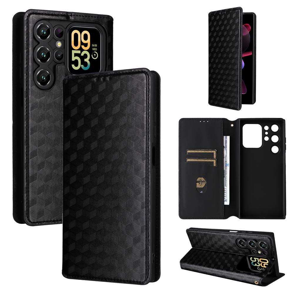 For Oukitel C62 / C62 Pro Cubic Grid Texture Flip Leather