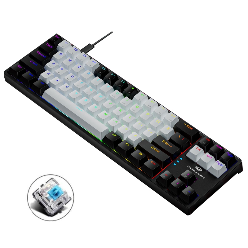 K☆K。。。★★⑩ Dark Alien K710 71 Keys Glowing Game Wired Keyboard, Cable